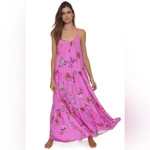 PQ Swim Bright Pink Floral Spaghetti-Strap Maxi Dress